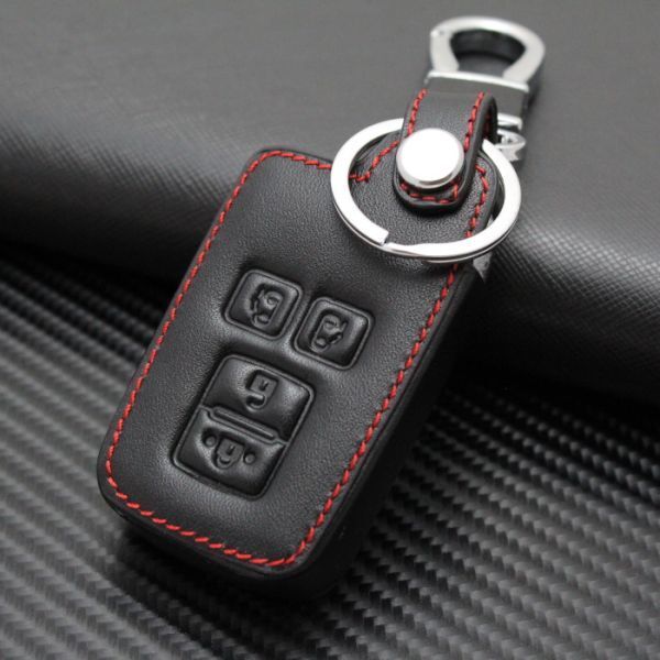 トヨタ 本革 キーケース ブラックレザー×レッドステッチ 両側スライド アルファード ヴェルファイア など 専用設計拍卖