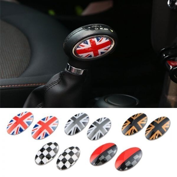 BMW MINI ミニクーパー用 シフトノブパッド チェッカーフラッグ F系用 F54/F55/F56/F57/F60 2枚セット(1台分) ガーニッシュ ステッカー拍卖