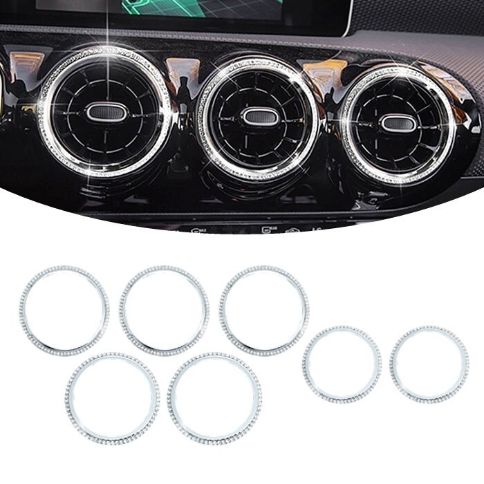 ベンツ エアコン リング クリスタル 外側タイプ 7個セット Aクラス Bクラス GLA CLA GLB など アウターリング拍卖