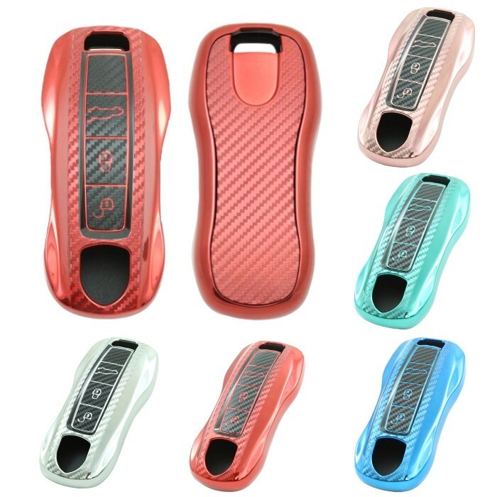 ボルシェ TPU キーケース キーカバー 全5色 マカン カイエン パナメーラ 911 など キーホルダー メタリック カーボン柄拍卖