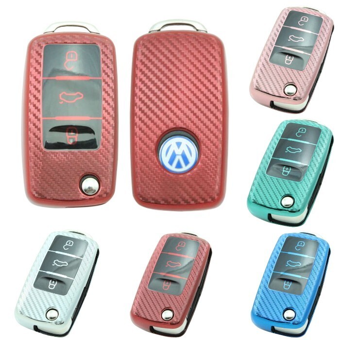 フォルクスワーゲン TPU キーケース キーカバー 全5色 VW Volkswagen ビートル ゴルフ など キーホルダー メタリック カーボン柄拍卖
