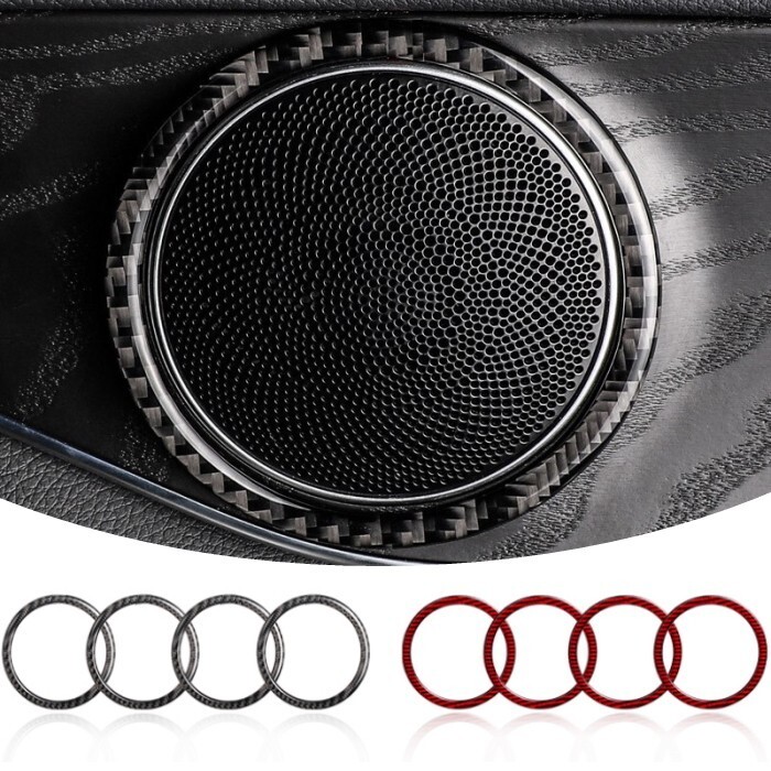 ベンツ オーディオ スピーカー リング カーボン 全2色 4個セット W205 S205 C205 C253 X253 ステッカー トリム カバー アクセサリー パーツ拍卖