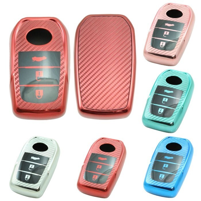 トヨタ TPU キーケース キーカバー 全5色 ハリアー ハイラックス ヤリス など キーホルダー メタリック カーボン柄拍卖