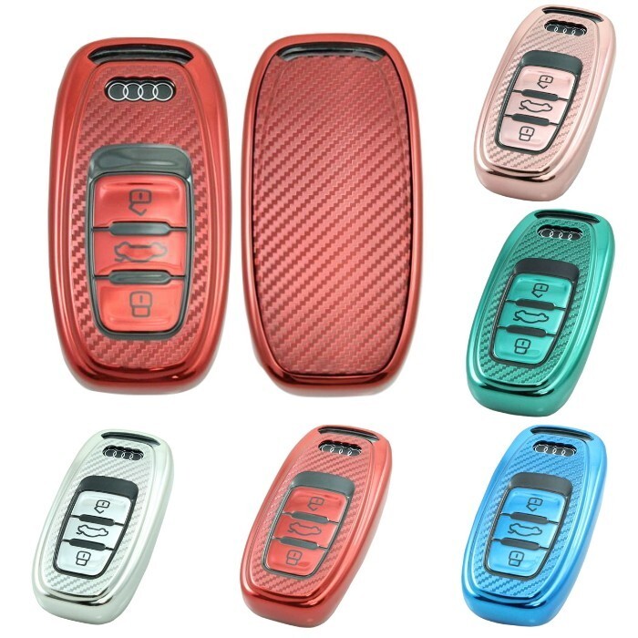 アウディ TPU キーケース キーカバー 全5色 A3 A4 A5 A6 A7 Q3 Q5 Q7 R8 など キーホルダー メタリック カーボン柄拍卖