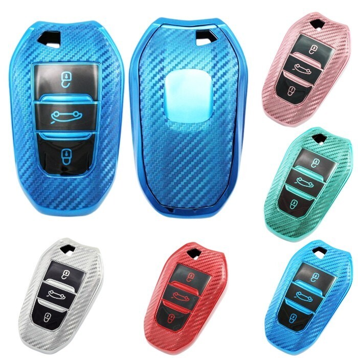プジョー TPU キーケース キーカバー 全5色 208 308 508 2008 3008 5008 など フルカバー キーホルダー メタリック メッキ カーボン柄拍卖