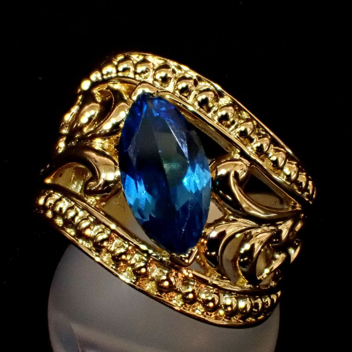 9154T【本物保証】LANVIN ランバン K18 750刻印 ブルートパーズ 2.20ct リング 11号 総重量11.8g 指輪 研磨済み拍卖