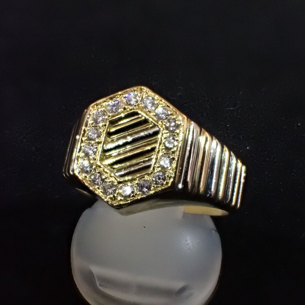 9152T【本物保証】LEONARD レオナール K18 750刻印 ダイヤモンド 0.23ct リング 15号 総重量10.6g 指輪 研磨済み拍卖