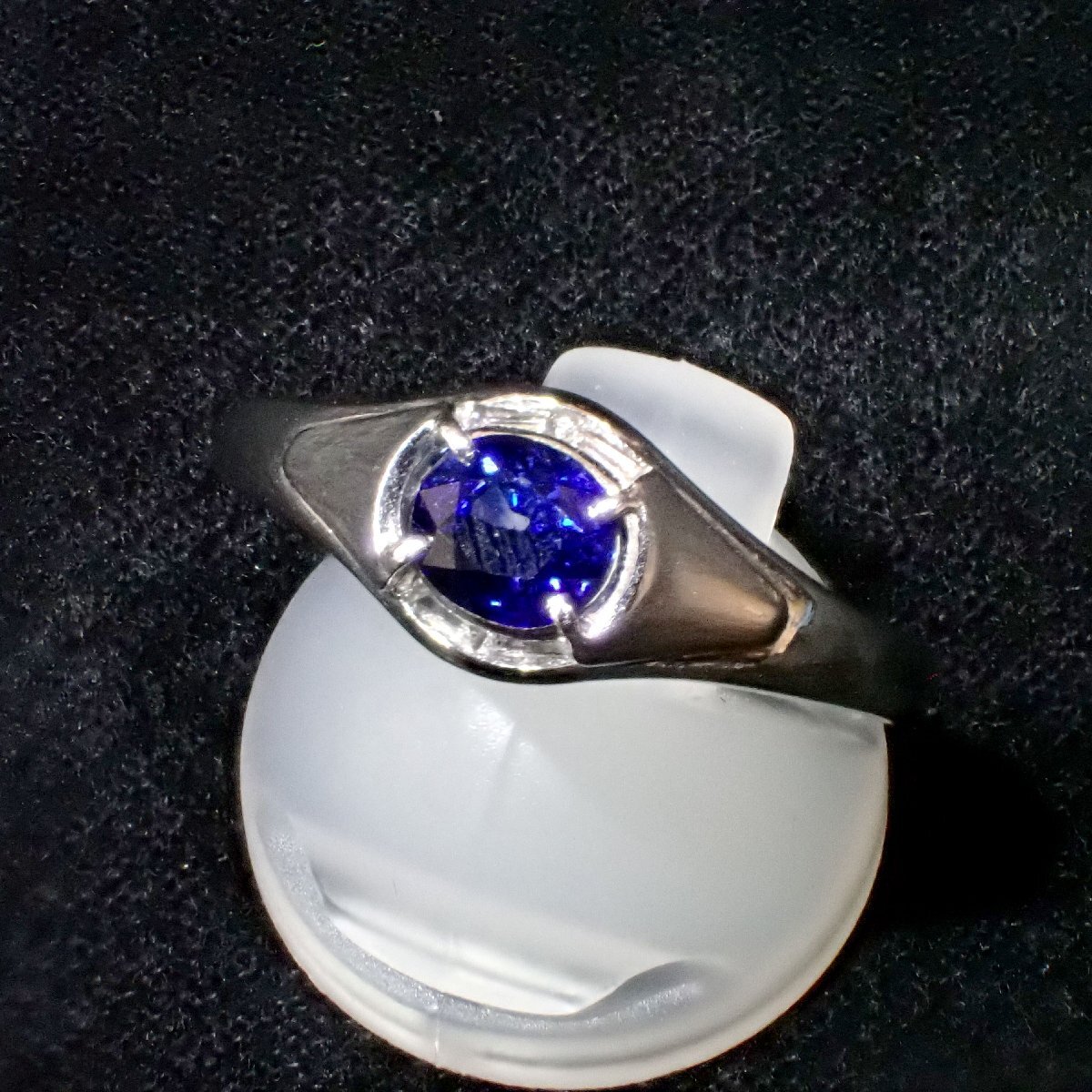 9198T【本物保証】Pt900 サファイア0.95ct ダイヤモンド0.08ct リング 16号 総重量7.0g 指輪 研磨済み拍卖