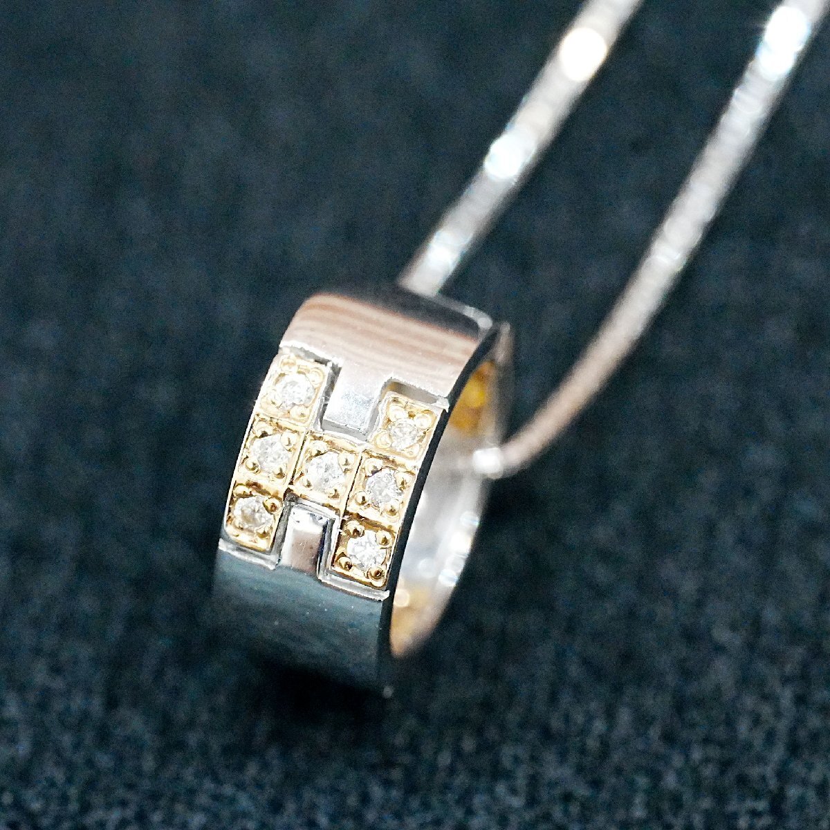 3256T【本物保証】K18WG ダイヤモンド0.14ct ネックレス 長さ~45cm 総重量3.4g ジュエリー 宝石拍卖