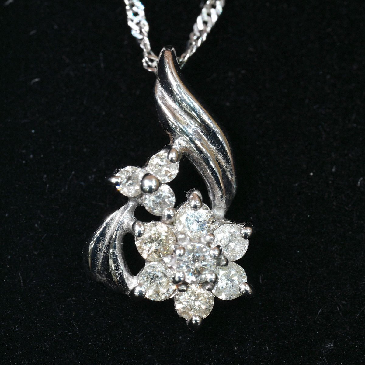 6660T【本物保証】K18WG ダイヤモンド0.3ct ネックレス 長さ約40cm 総重量1.4g ジュエリー 宝石 金 ゴールド拍卖