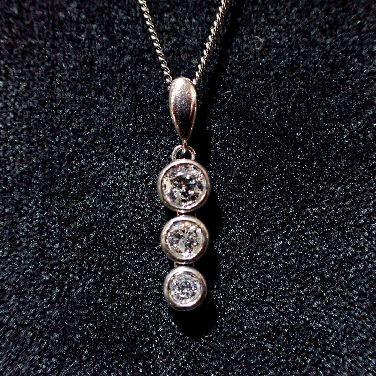9207T【本物保証】Pt900 ダイヤモンド0.5ct Pt850チェーン ネックレス 長さ約44cm 総重量5.9g拍卖