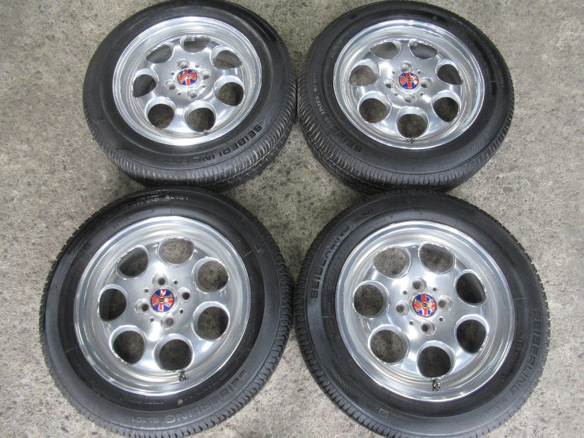 バレル研磨済 MINI R56 15X5.5J+45 4/100 MINI純正 Made ITALY 175/65R15 2024年製 8分 バランス済 ユニオンジャック One & Only拍卖