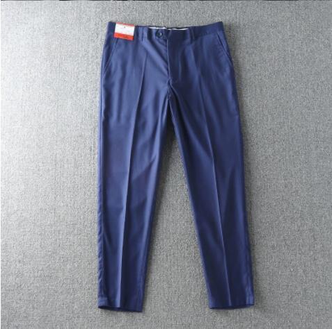新入荷L ネイビー 新品 テーパード イージーパンツ ラックス 抗シワ 薄手 ドレスパンツ ストレッチ メンズ 春夏 紳士 ビジネス プリーツ拍卖