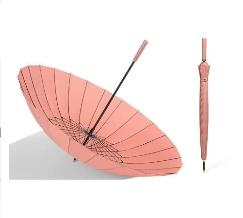 新入荷【24本骨・大判傘】即納長傘メンズ レディースジャンプ傘直径112cm高強度グラスファイバー 丈夫超撥水 梅雨対策 軽量 人気/ピンク拍卖