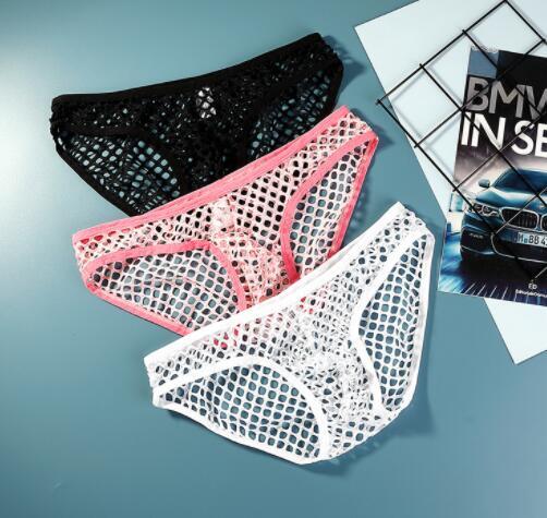 新入荷 大人気男性下着 メンズ ビキニ ブリーフ パンティーメッシュ 凸フロント パンツ 通気性 ピンク 白 黒3点セット サイズ選択可拍卖