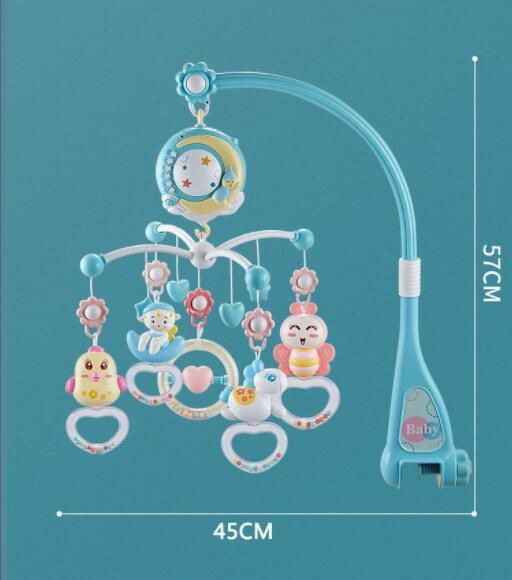 新入荷ベビーベッドおもちゃ 赤ちゃんメリー ベッドオルゴール ナイトライト 360回転 音楽 投影 リモコン付 子供 新生児 ブルー拍卖