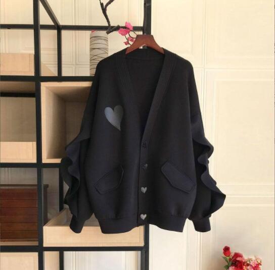 新入荷カーディガン レディース トップス 羽織 前開き 長袖 萌袖 Vネック フリル シンプル カジュアル こなれ感 ル ーズ(2色L-4XL)拍卖