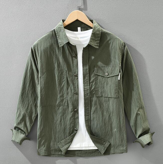新入荷上質ワークシャツ長袖シャツ シャツカーゴシャツシャツジャケッ ト 新品・メンズ 開襟 トップス 春 夏秋服 グリーン 2XL拍卖