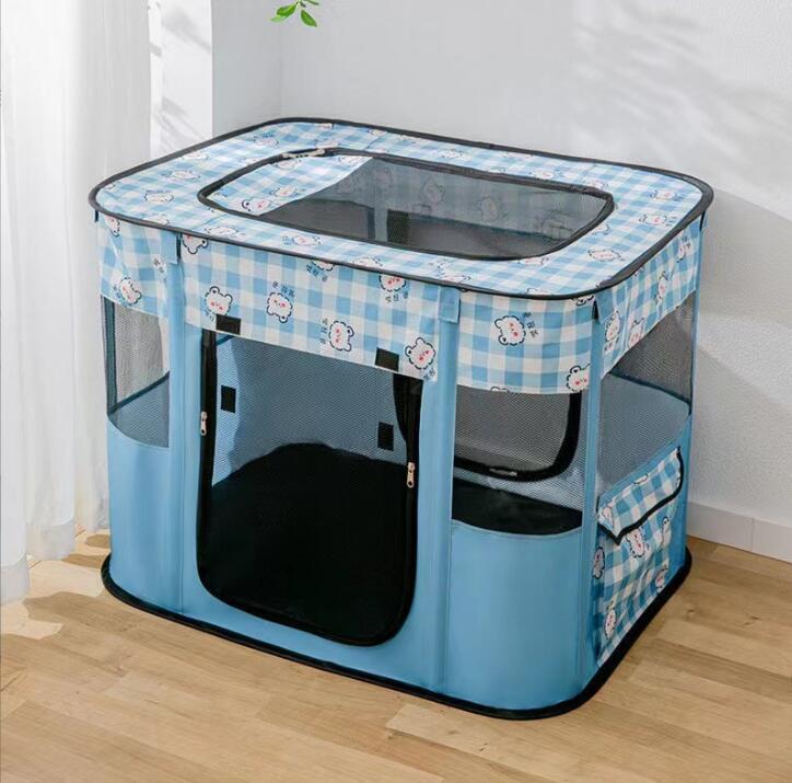 新入荷新作ペットサークル折りたたみ 長方形ペットキャリー ソフトクレート ケージ大容量小型犬 中型犬 ペット メッシュサークル 猫ブルー拍卖