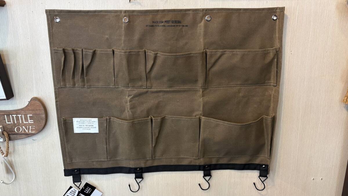 ワックスドキャンバス ウォールポケット L ブラウン POST GENERAL / ポストジェネラル 無骨 壁掛け収納 小物入れ拍卖