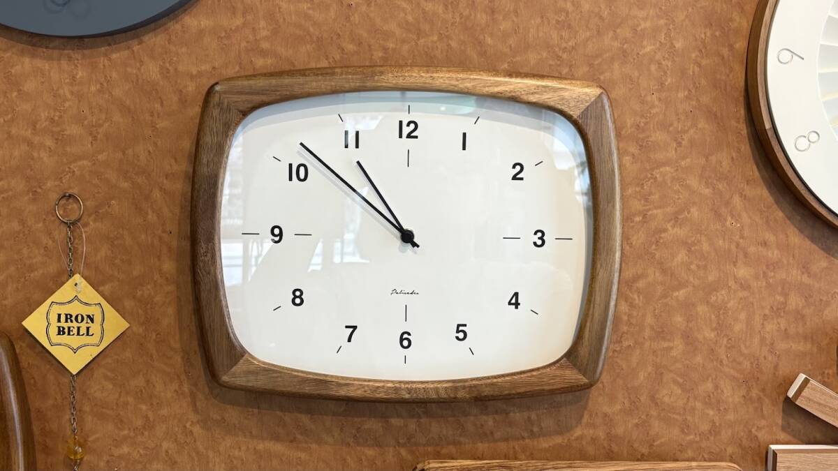 インターフォルム ウォールクロック  ニフェル 北欧 ブラウン 電波時計 レトロ拍卖