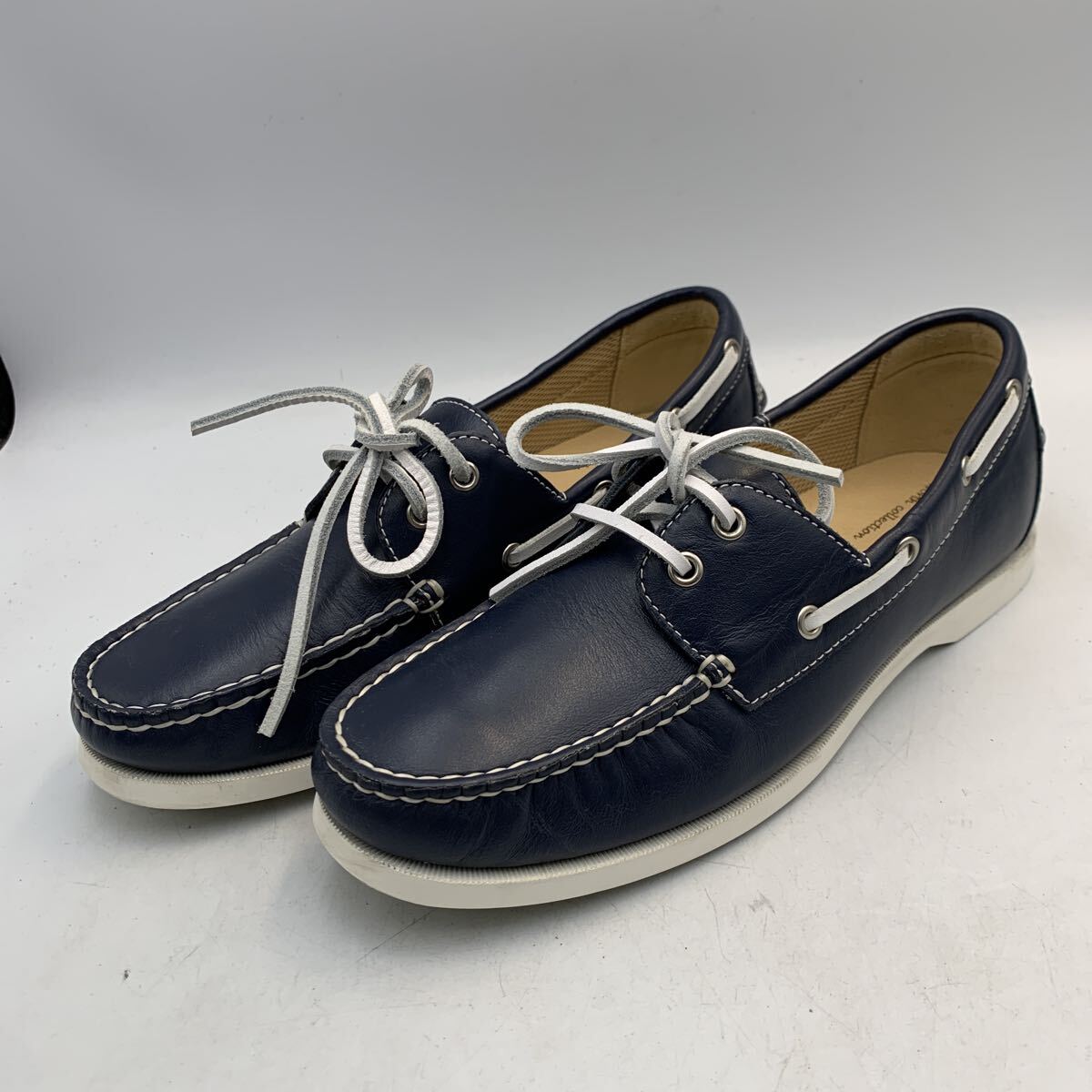 T901 REGAL リーガル レディース デッキシューズ モカシン 24cm ネイビー レザー拍卖