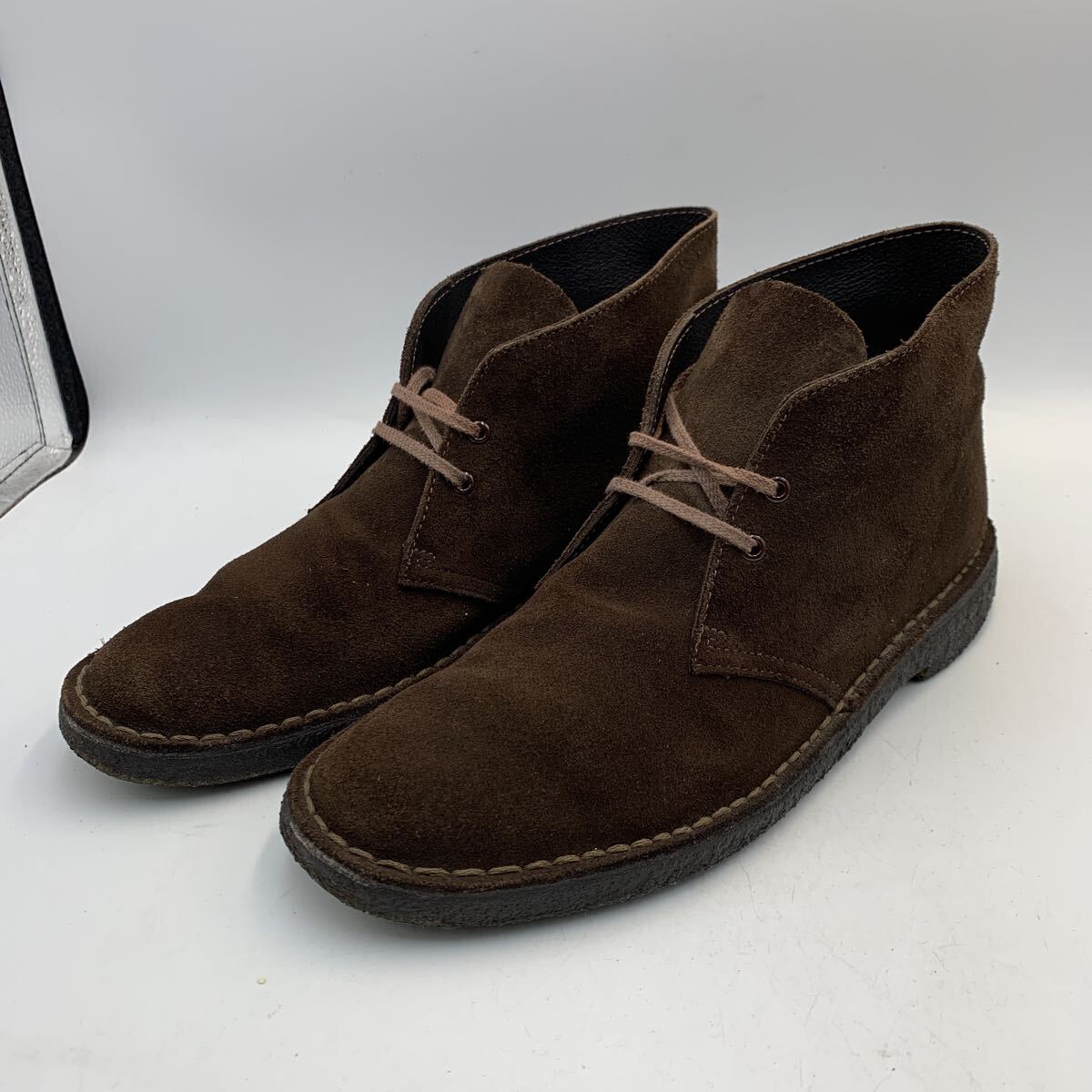 T961 Clarks クラークスメンズ デザートブーツ US7.5 約 25.5cm ダークブラウン スエード クレープソール拍卖