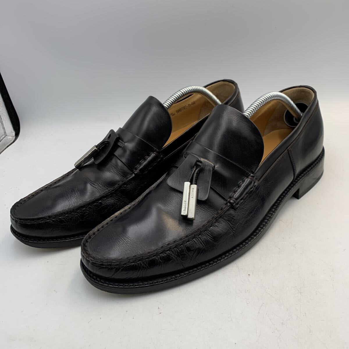 V097 BALLY バリー メンズ タッセルローファー ビジネスシューズ US10 約 28cm ブラック レザー拍卖