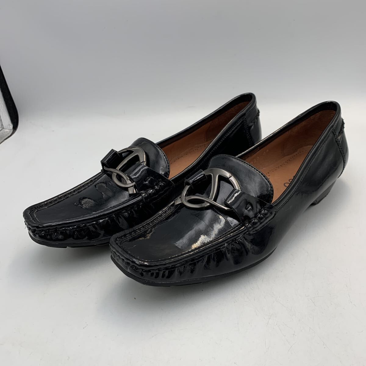 V162 KISCO キスコ レディース ローファー 38 約 24cm ブラック エナメル拍卖