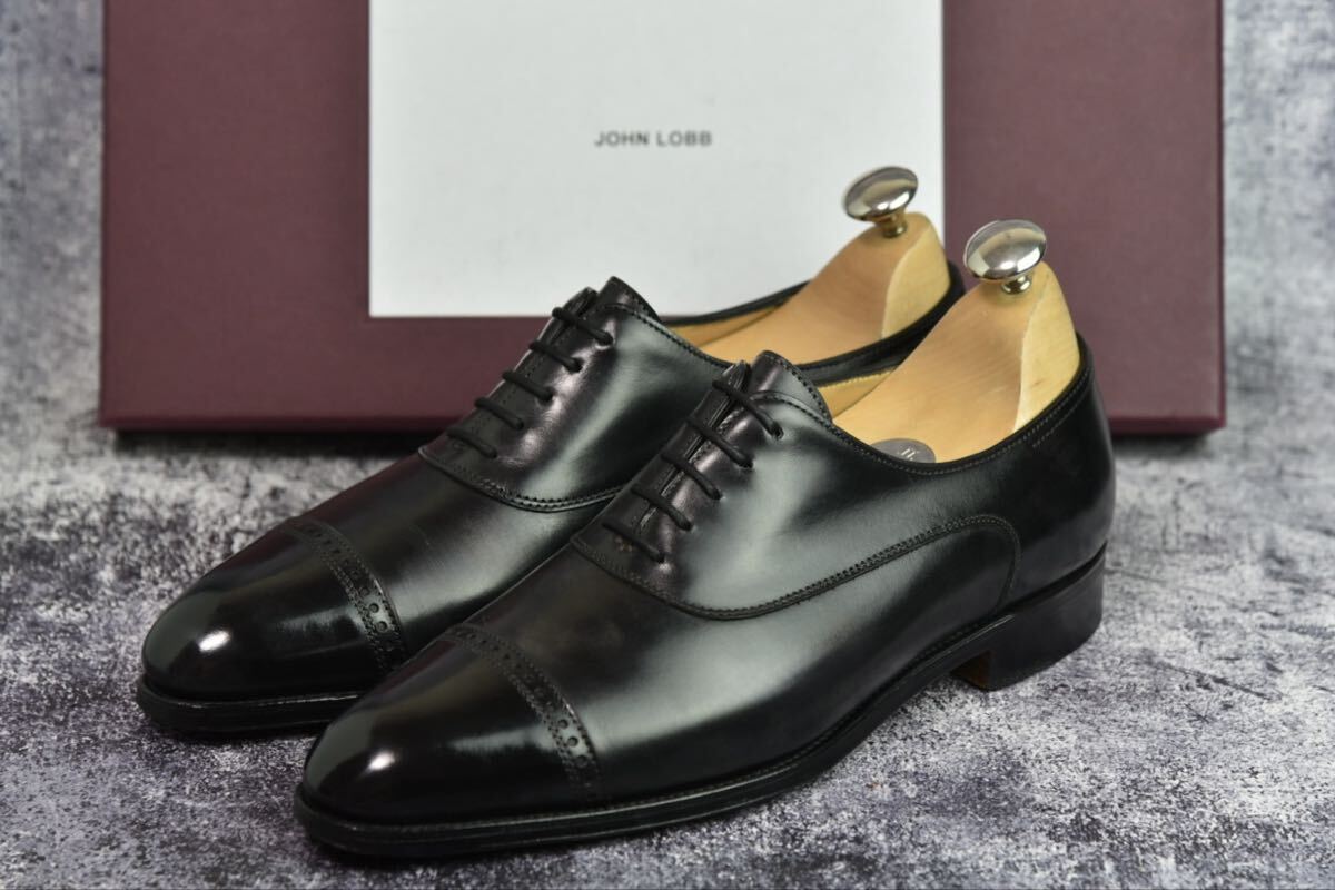 ジョンロブ チグウェル 5E (24.0cm相当) ブラックミュージアムカーフ 2511ラスト パンチドキャップトゥ JohnLobb拍卖
