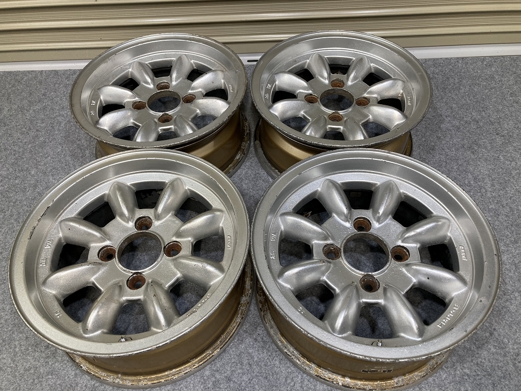 当時物 ENKEI COMPE-8 14インチ 6J +15 PCD114.3 4H 4本セット エンケイ コンペ 旧車 等 (U1623)拍卖