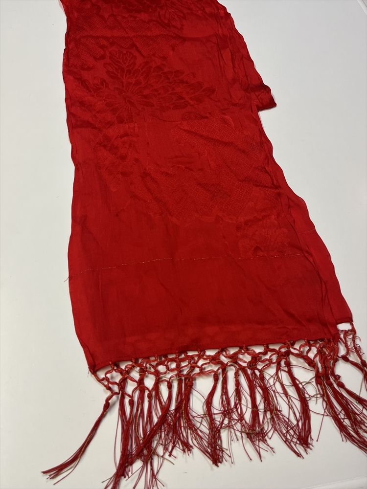 花とら●リサイクル和装小物 子供用 七五三用 しごき 赤 正絹 リメイク 素材 細工用 250817拍卖