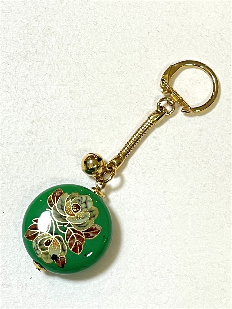 花とら●リサイクル和装小物 キーホルダー 和柄 薔薇? 緑 250817拍卖