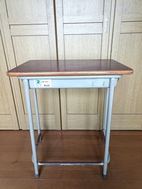 レトロ 学習机 159~172cm/学校 塾 デスク テーブル 花台 置き台 作業台 パイプ 鉄枠 サビ ネコス拍卖