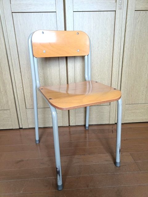 懐かしい 学校 椅子 159~172cm用 鉄パイプ イス/学習 塾 いす ディスプレイ 花台 作業台 踏台 レトロ拍卖