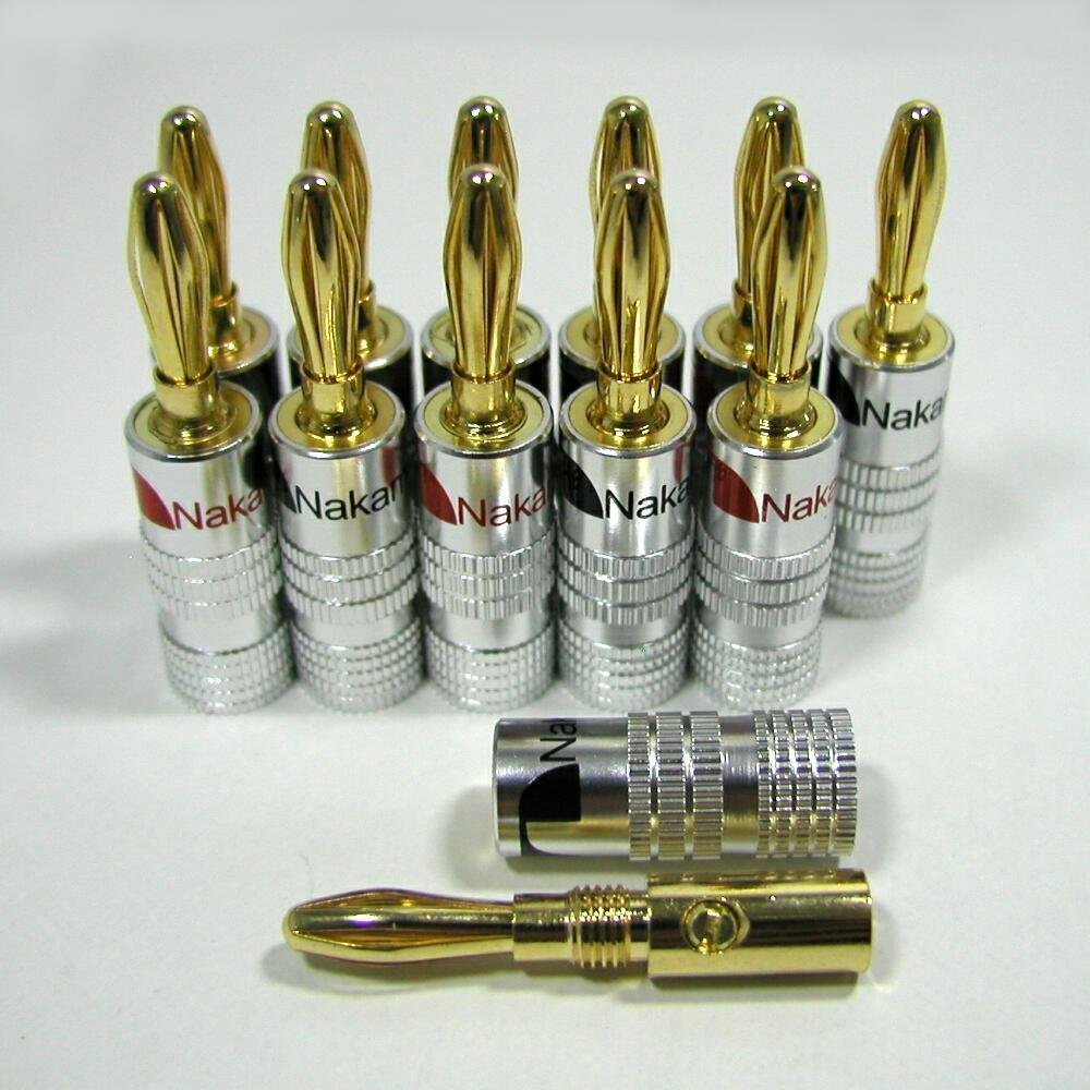 送料無料…Nakamichi ナカミチ 24K 金メッキ バナナプラグ 16本セット拍卖