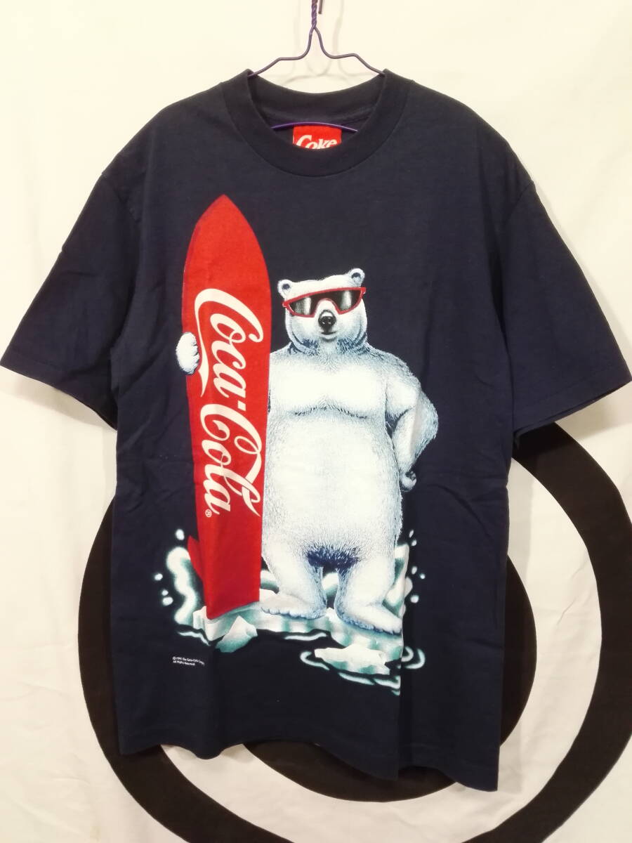 90s Coca-Cola Company 1995 コカコーラ 半袖Tシャツ M ネイビー サーファーシロクマ USA製 ヴィンテージ 《美品》拍卖