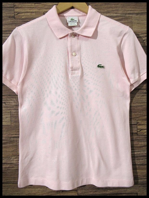 送無 G② 美品 LACOSTE ラコステ ペルー製 DESIGNED IN FRANCE フランス企画 復刻 5191L 半袖 コットン 鹿の子 ポロシャツ ワニ刺繍 ピンク拍卖