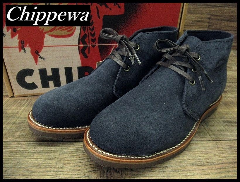 送無 新品 デッド USA製 CHIPPEWA チペワ 1901G07 1955年 50s 復刻 刺繍縄タグ モダン サバーバン スエード チャッカ ブーツ 紺 27.5 ①拍卖