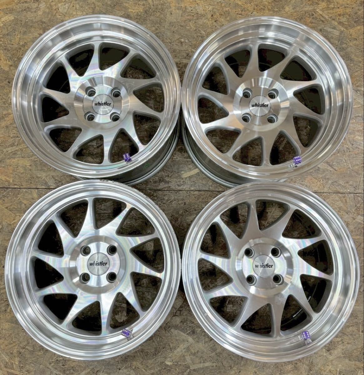 【希少!】whistler KR7 16インチ 8J+20 9J+15 PCD100 4穴 4H 深リム シビック ロードスター MR-S アクア キューブ フィット bB拍卖