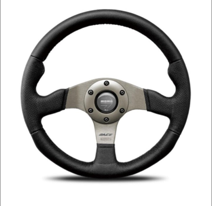 即決 新品未開封 MOMO RACE モモ レース φ35 ブラックレザー&ダークグレイスポーク 送料無料拍卖