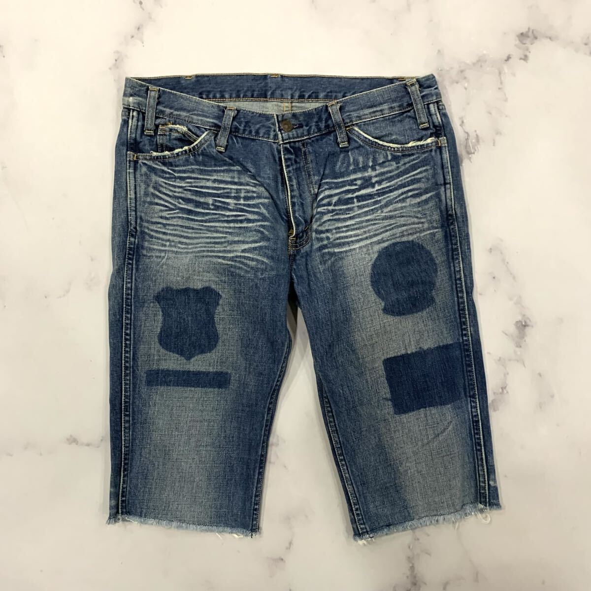 H ▼ 05年製 'ビッグE' LEVI’S リーバイス 日本製 オレンジタグ デニム ショートパンツ / ハーフパンツ 36 メンズ ボトムス 古着拍卖