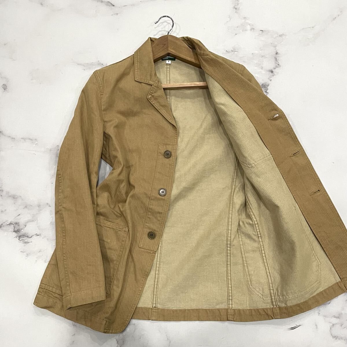 HH ○ 洗練されたデザイン '日本製' Paul Smith JEANS ポールスミス コットン100% テーラードジャケット S メンズ アウター ベージュ拍卖