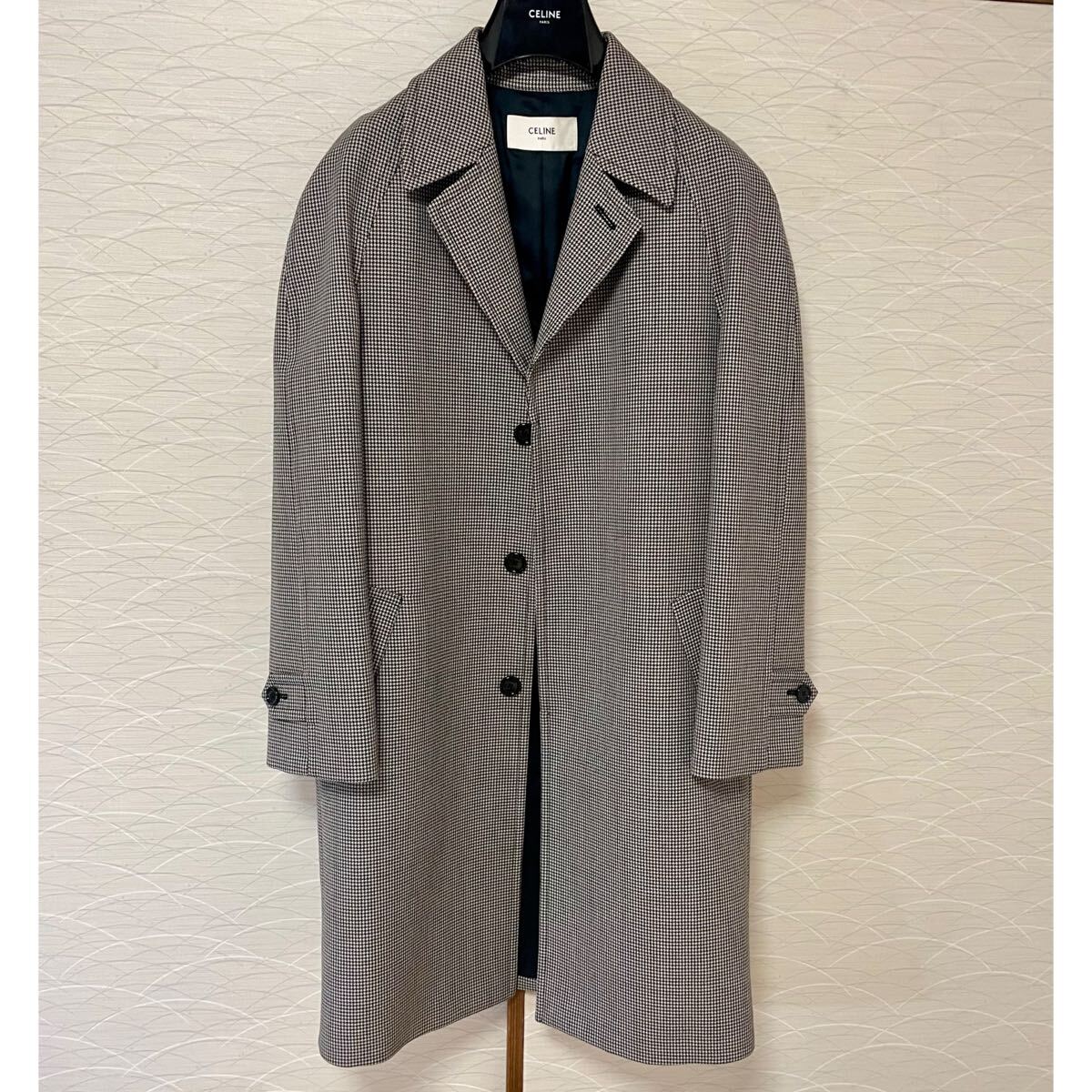 19SS CELINE ハウンドトゥース マックコート 46 チェスターコート セリーヌ エディスリマン 千鳥格子拍卖