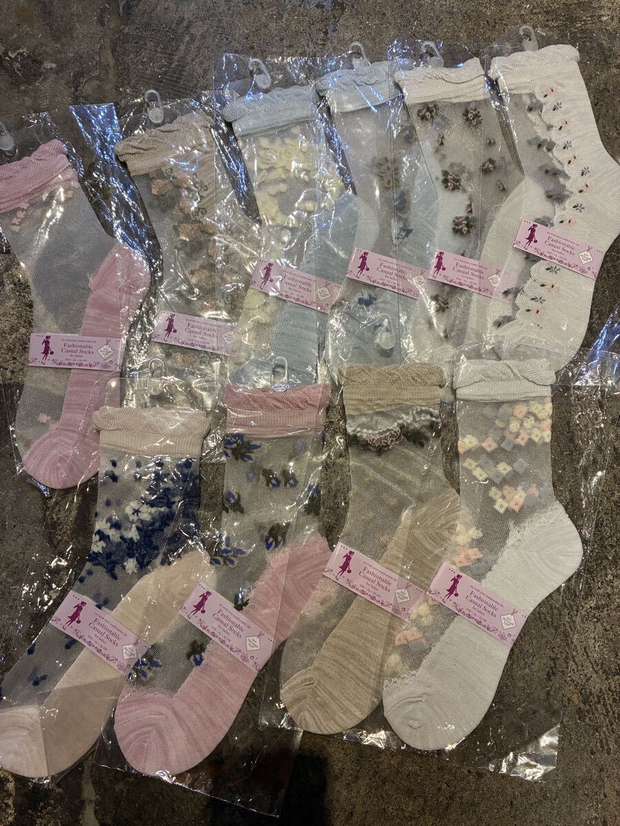 レディース レース ソックス 靴下 シースルー 23-25cm 10足 まとめ セット拍卖