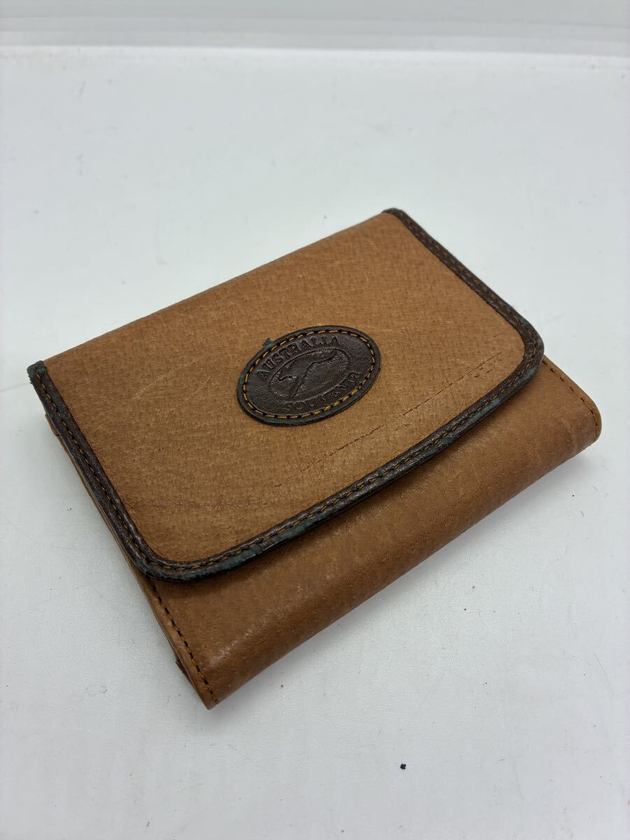 カンガルー レザー 三つ折り 財布 がま口 オーストラリア スーベニア拍卖