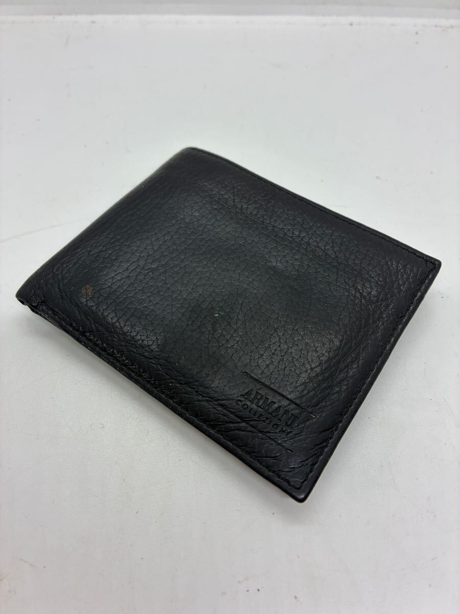 イタリア製 ARMANI アルマーニ 二つ折り 財布 ブラック拍卖