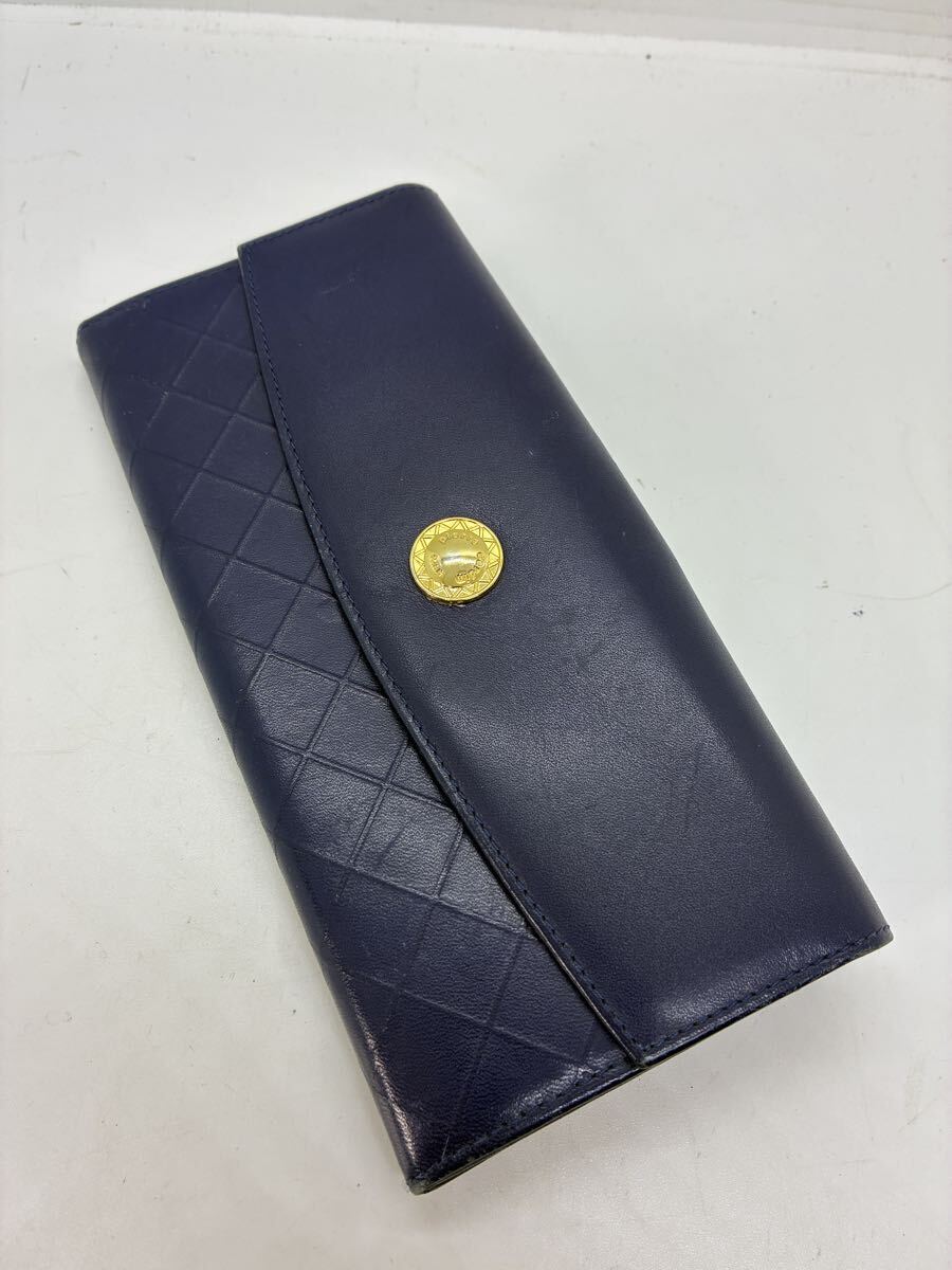 pierre cardin ピエールカルダン 長財布 レザー ネイビー がま口拍卖