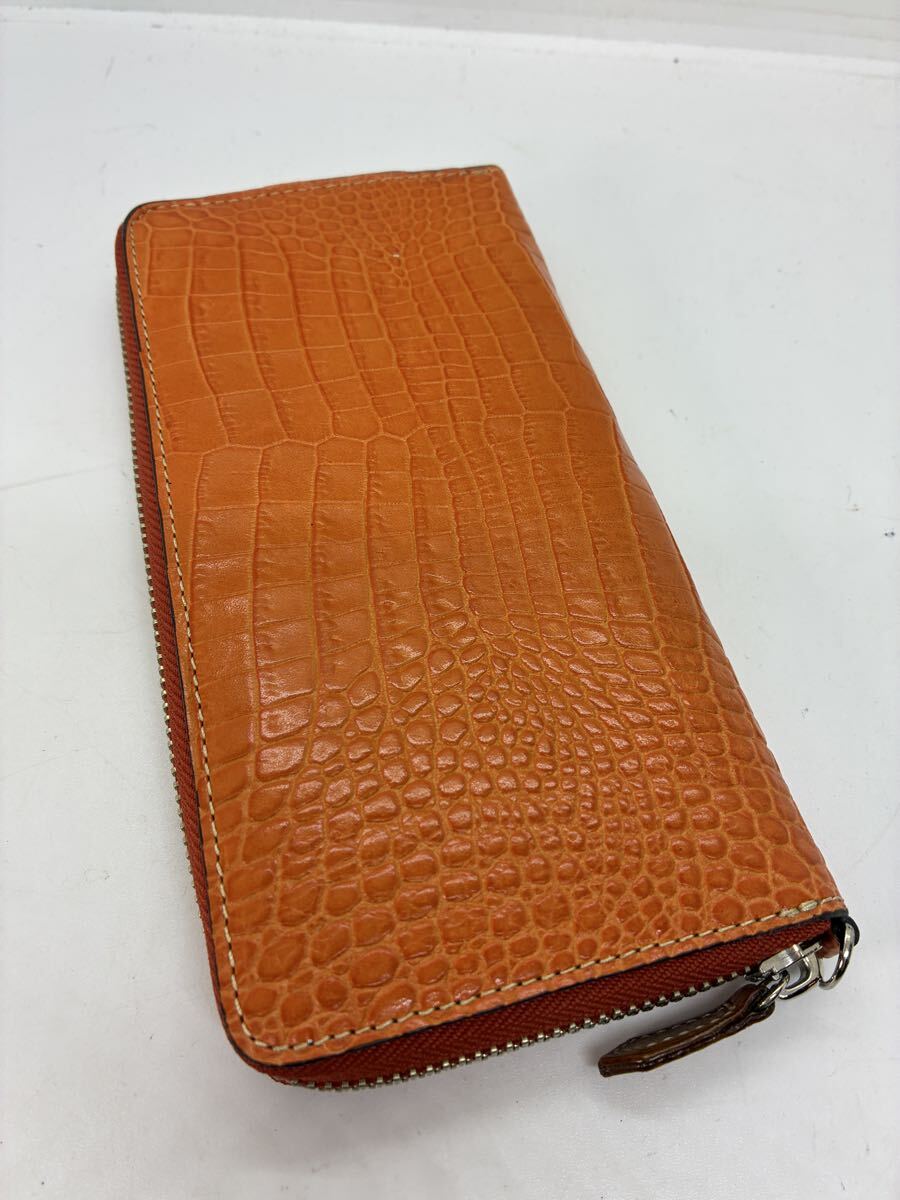 美品 s.coeur morpho ラウンドファスナー 長財布 レザー オレンジ エスクール拍卖
