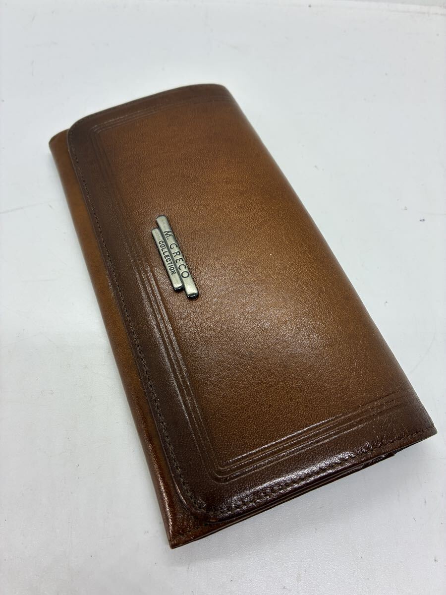 M.GRECOレザー 長財布 茶系 がま口拍卖
